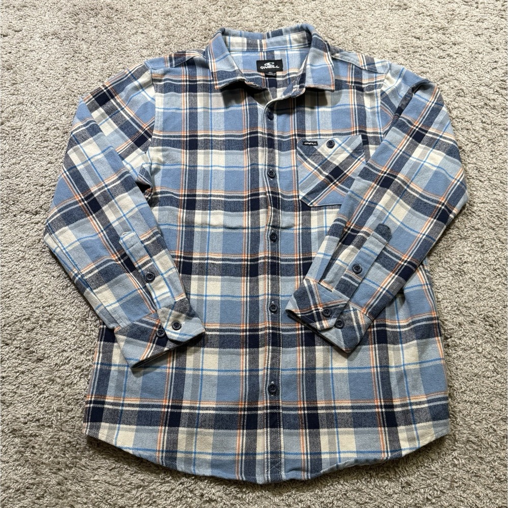 O'Neill Plaid Button Up Shirt Blue Small Western Casual Skater Cowboy Thick